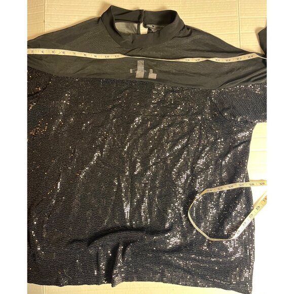 Nine West Womens Mesh Sheer Sequin Bling Long Sleeve Top Black 1X US Size 20/22 - Picture 8 of 11